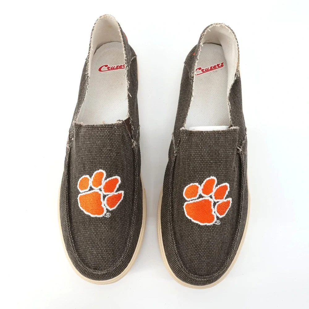 Cruzers NCAA Clemson Tigers Paw Print Slip On Shoes‎ Men's Canvas Loafers